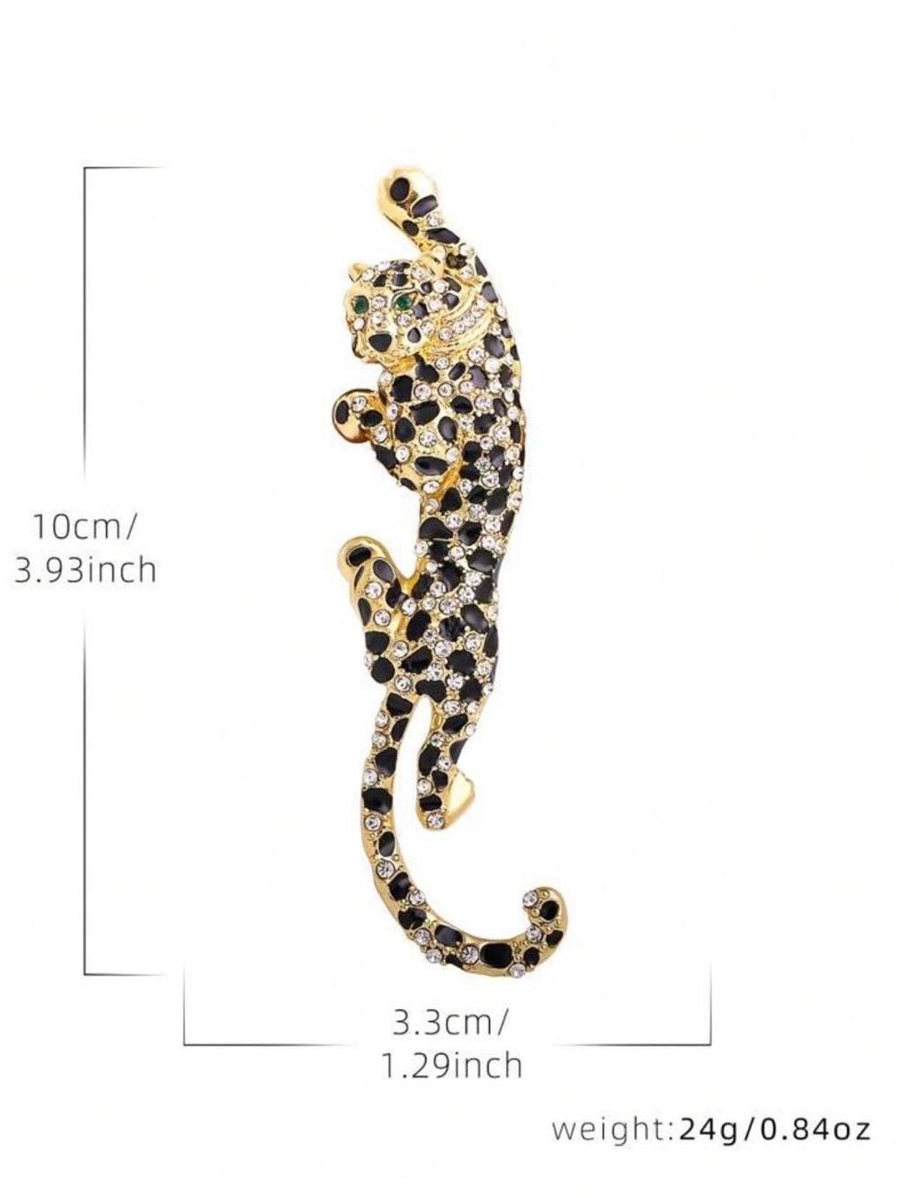 Gold and Black Leopard Enamel Brooch - Women Jewelry Brooches - Picture 2 of 4